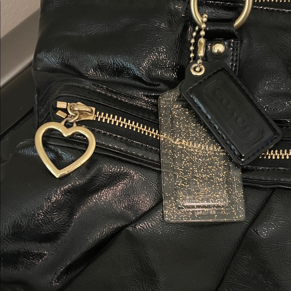 Coach Poppy Glossy Black with Gold Accents - Picture 2 of 10